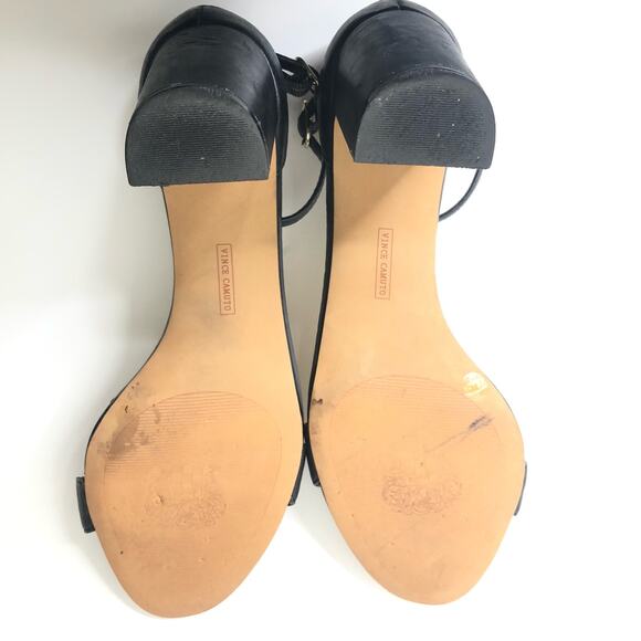 Vince Camuto Block Heel Ankle Strap Minimal Sandal Black Classic 9.5 - Picture 9 of 13